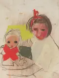 Joan Eardley, GIRL WITH DOLL, Pastel and charcoal
