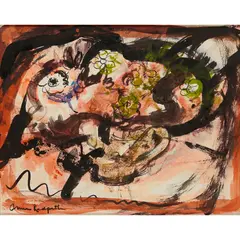 Anne Redpath, FLOWERS IN A TEAPOT, watercolour and ink