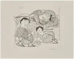 Pablo Picasso, MÈRE ET ENFANTS (B.737), 1961, Etching with aquatint on Arches laid paper, un-numbered impression aside from the edition of 50