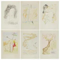 Salvador Dalí, LE BESTIAIRE DE LA FONTAINE DALINISÉ, 1974, each signed and numbered in pencil, printed by Atelier Rigal, Paris, published by Mouret, Paris
