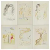 Salvador Dalí, LE BESTIAIRE DE LA FONTAINE DALINISÉ, 1974, each signed and numbered in pencil, printed by Atelier Rigal, Paris, published by Mouret, Paris