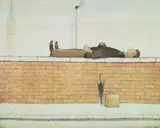 L. S. Lowry, MAN LYING ON A WALL, 1957, Off-set lithograph, 236/500