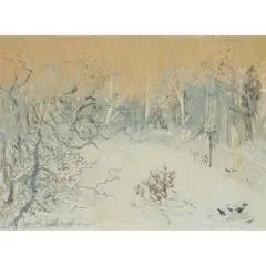 Victoria Crowe, SNOW MOMENT, oil and graphite on paper