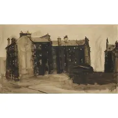 James Morrison, CORNER OF GILBERT STREET & YORKHILL STREET, GLASGOW, 1960, oil on canvas
