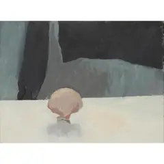 Charlotte Verity, STILL LIFE WITH WHITE CLOTH AND SCALLOP SHELL, 1983, oil on canvas