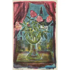 William MacTaggart, ROSES AGAINST A NIGHT SKY, 1958, Lithograph, Artist's Proof, aside from the edition of 50