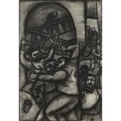 Peter Howson, THE FIGHT, 1983, charcoal