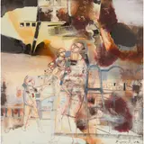 UNTITLED (FAMILY GROUP), 2018 by Mykola Zhuravel, mixed media and collage on canvas, offered Jan 2025