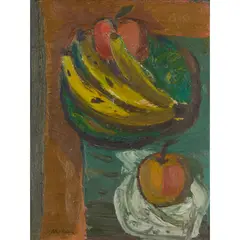 David McClure, BANANAS & APPLES, oil on board