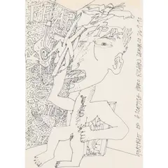 Ian McCulloch, PORTRAIT OF A SCOTTISH HERO, RICHARD DEMARCO, 1990, ink on paper