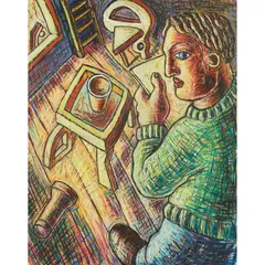 Gerald Morris, LADDER, TABLE AND CHAIR, 1987, pastel