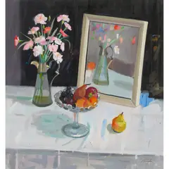 John Cunningham, STILL LIFE WITH MIRROR, 1988, oil on canvas