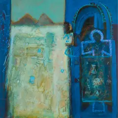 Charles T. K. MacQueen, MOONLIT ALLEYWAY, oil and mixed media on board