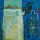 Charles T. K. MacQueen, MOONLIT ALLEYWAY, oil and mixed media on board