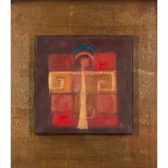 INCA ICON by Marj Bond, oil and mixed media on canvas, offered Jan 2025