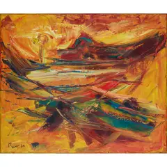Leslie Marr, LOCH ASSYNT SUNSET, 1964, oil on canvas