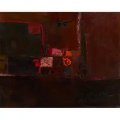 William Burns, SEA TOWN, oil on board