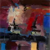Paul Murray, FIREWORKS OVER TUGS, acrylic on linen