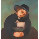 Nicola Slattery, PIOUS SHEEP, acrylic on wood