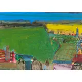 Dame Barbara Rae, SALISBURY CRAGS & OLD TOWN, mixed media on board