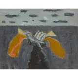 David Michie, WOMAN WITH A BASKET OF FISH, 1964, oil on board