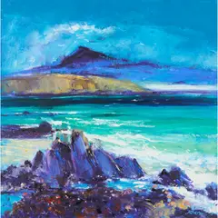 IONA ROCKS, LOOKING TOWARDS BENMORE, 2009 by John Lowrie Morrison, oil on canvas, sold Jan 2025
