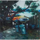 Archie Forrest, SUNSET AVENUE, SAUSALITO, MARIN COUNTY, C.A., 1985, oil on canvas