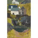Sheila Macnab MacMillan, CULIPOOL WITH CHURCH, acrylic and charcoal on board
