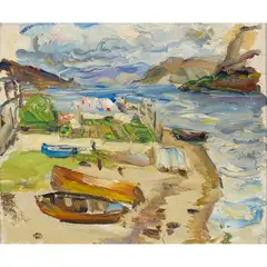 PLOCKTON by David Macbeth Sutherland, oil on board, sold Jan 2025