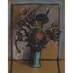 Leon Morrocco, DRIED ARTICHOKES, 1977, pastel on brown-coloured paper
