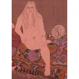 Alasdair Gray, RED BETH, ink and wash and acrylic on red paper