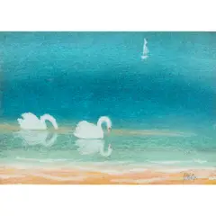 Jack Knox, SWANS REFLECTION, pastel