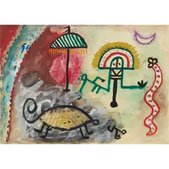 HOMAGE TO THE EARTH SPIRITS, NO. 27 by Alan Davie, watercolour and gouache, sold Jan 2025