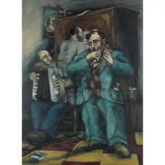 Alexander Moffat, UNTITLED (PUB SESSION), 1965, oil on board