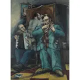 Alexander Moffat, UNTITLED (PUB SESSION), 1965, oil on board