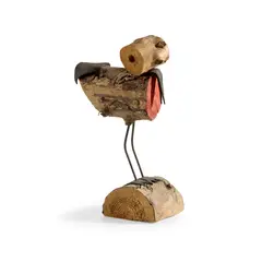 George Wyllie, BIG ROBIN, Mixed media sculpture comprising logs, wire and leather