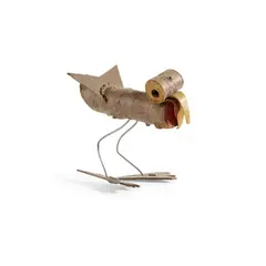 George Wyllie, LITTLE ROBIN, Mixed media sculpture comprising twigs, leather, wire and plastic