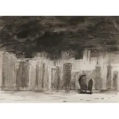 David Michie, HONG KONG, charcoal, ink and wash