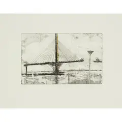 Kate Downie, SOUTH TOWER YELLOW CRANE, 2017, Etching with hand-colouring, 25/35