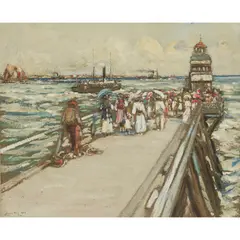 James Kay, THE JETTY, LE HAVRE, oil on board