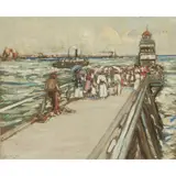 James Kay, THE JETTY, LE HAVRE, oil on board