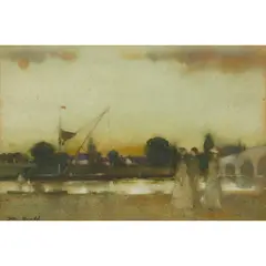 James Watterson Herald, A RIVER PROMENADE, watercolour