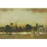 James Watterson Herald, A RIVER PROMENADE, watercolour