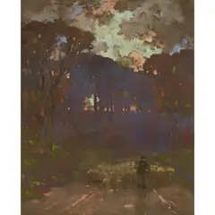 James Watterson Herald, THE DROVER'S RETURN, pastel on brown paper
