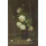 Louise Ellen Perman, A STILL LIFE OF YELLOW ROSES IN A VASE, oil on canvas