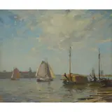 James Campbell Noble, A BOAT-SLIP ON THE MAAS, oil on canvas