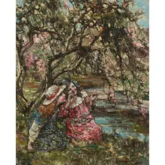 BLOSSOM TIME by Edward Atkinson Hornel, oil on canvas, sold Dec 2024