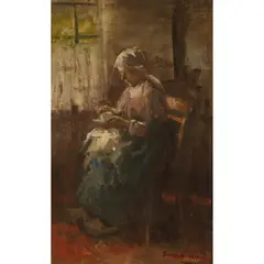 Robert Gemmell Hutchison, TEA TIME, oil on canvas board