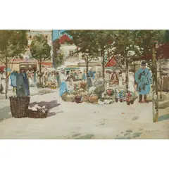 James Kay, IN THE MARKET, watercolour and bodycolour