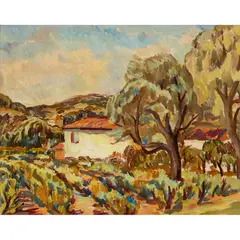 William MacTaggart, PROVENÇAL FARM, Oil on board